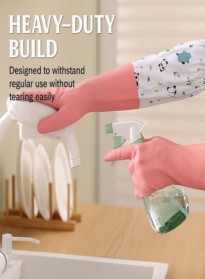 Episkey Reusable Heavy Duty Hand Gloves for Dishwashing, Gardening, Kitchen Cleaning Non-Slippery & Durable Long Elbow Length(Inner Cotton Lining for Comfort) (Long Gloves) (Multicolor) - Image 3